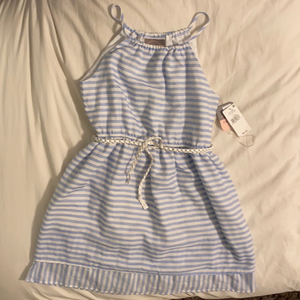 Kids blue and white striped dress